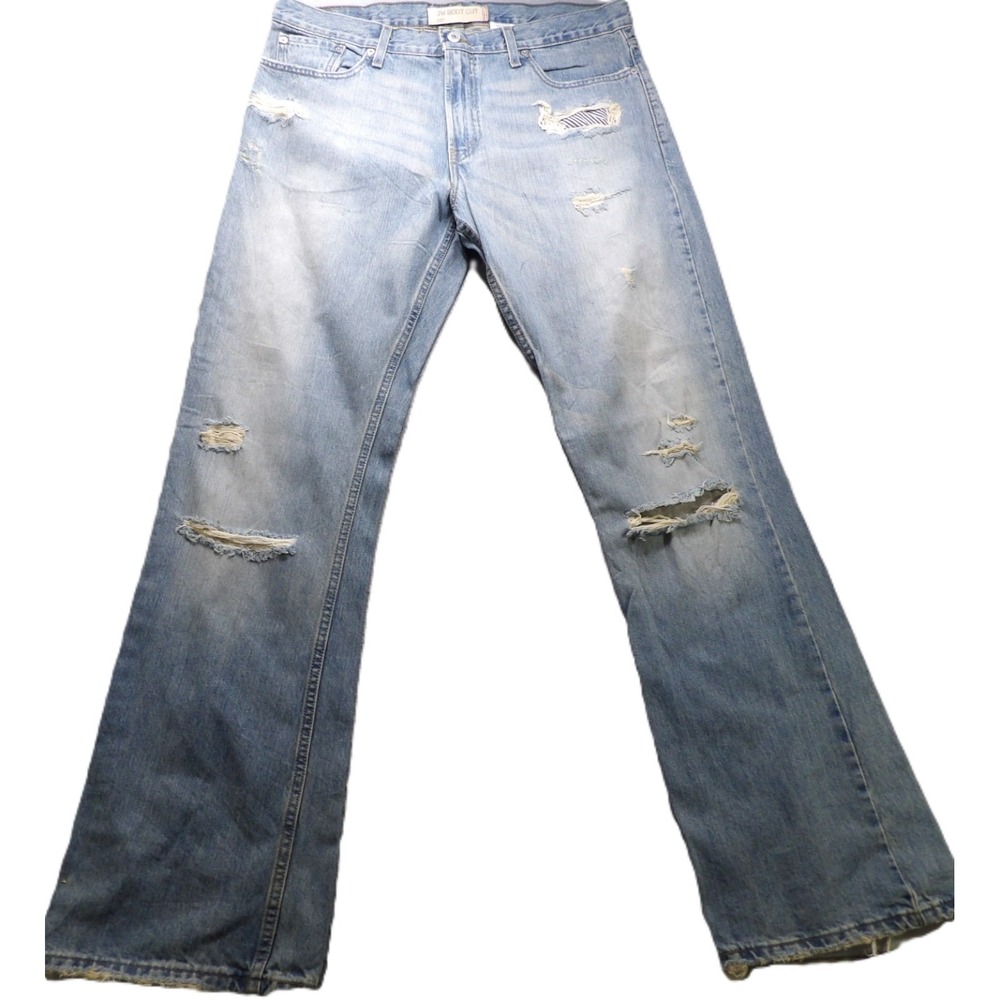VTG Y2K Levis 527 Jeans Men W36x34 Distressed Thrashed Low Boot Cut Denim Grunge
